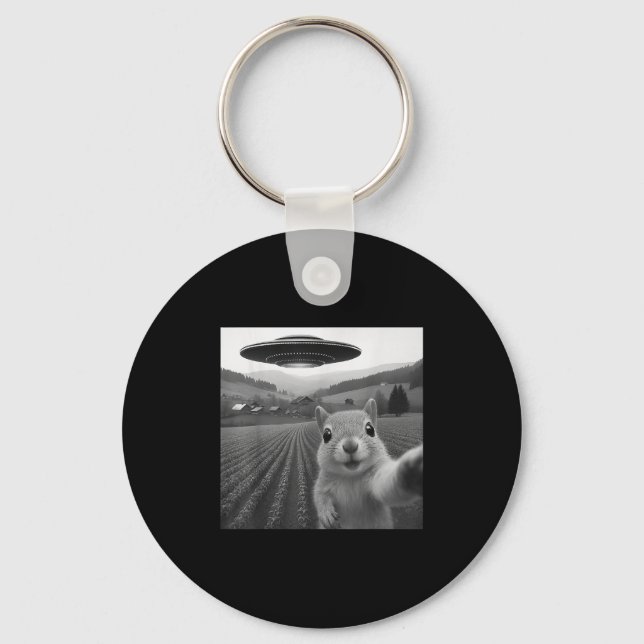 Squirrel Selfie With Alien Ufo Funny Gifts For Men Key Ring (Front)