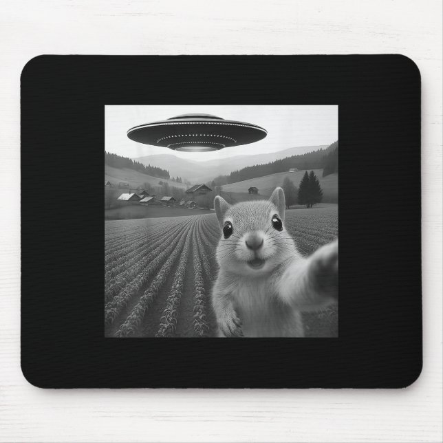 Squirrel Selfie With Alien Ufo Funny Gifts For Men Mouse Mat (Front)