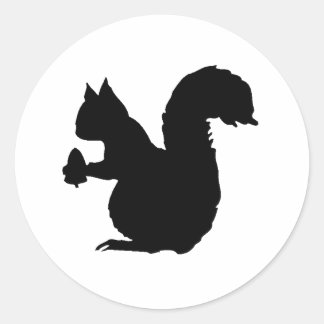 Squirrel Silhouette Classic Round Sticker