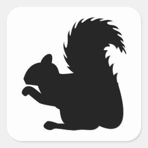 Squirrel Silhouette Square Sticker