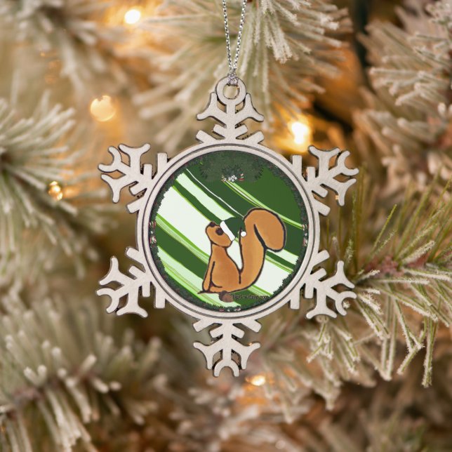Squirrel Snowflake Framed Ornament (Tree)