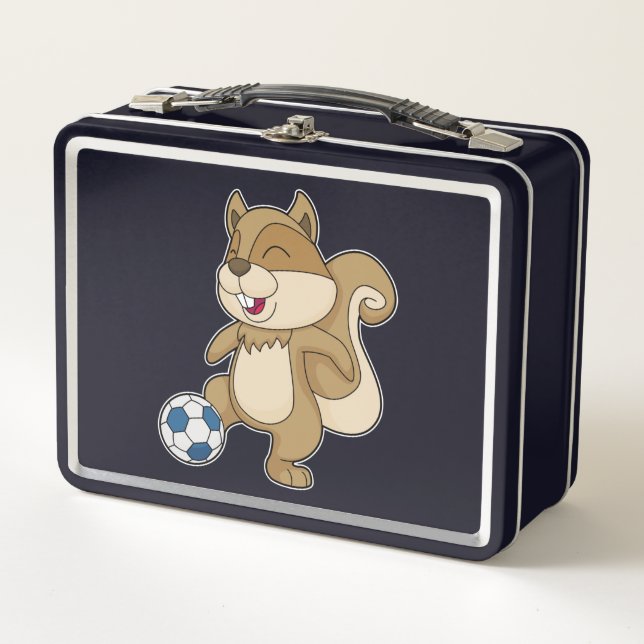 Squirrel Soccer player Soccer Metal Lunch Box (Front)