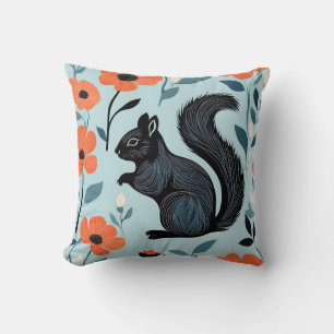 Squirrel Spring Flowers Art Cushion