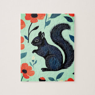 Squirrel Spring Flowers Art  Jigsaw Puzzle