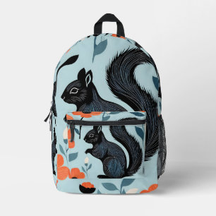Squirrel Spring Flowers Art Printed Backpack