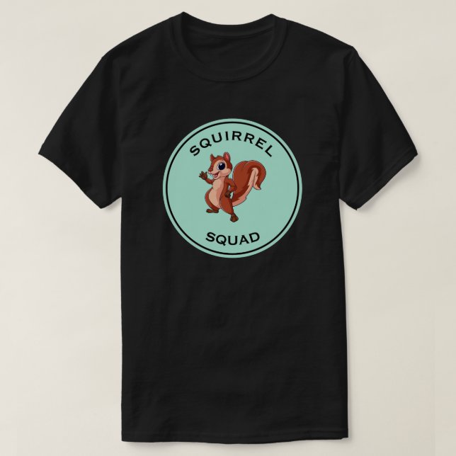 Squirrel Squad Cartoon Teal Disc T-Shirt (Design Front)