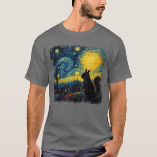 Squirrel Starry Night Van Gogh Art Gifts for Men W T-Shirt