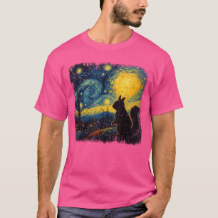 Squirrel Starry Night Van Gogh Art Gifts for Men W T-Shirt
