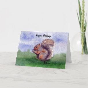 Squirrel Study Birthday Card