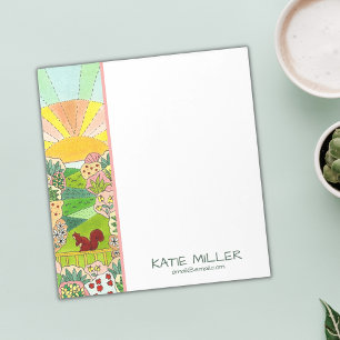 Squirrel Sunrise Garden Personalised Notepad