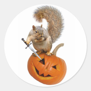 Squirrel Sword Jack-o-Lantern Classic Round Sticker