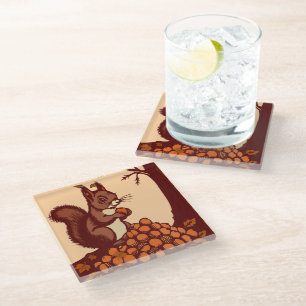 Squirrel Tempered Glass Coaster