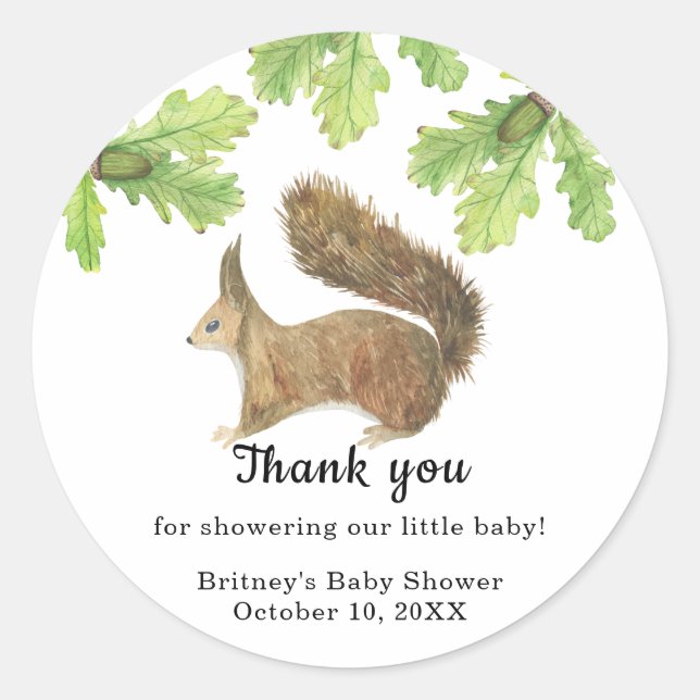 Squirrel - thank you classic round sticker (Front)