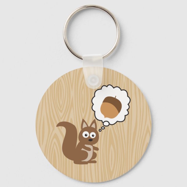 Squirrel Thinking About Nut Key Ring (Front)