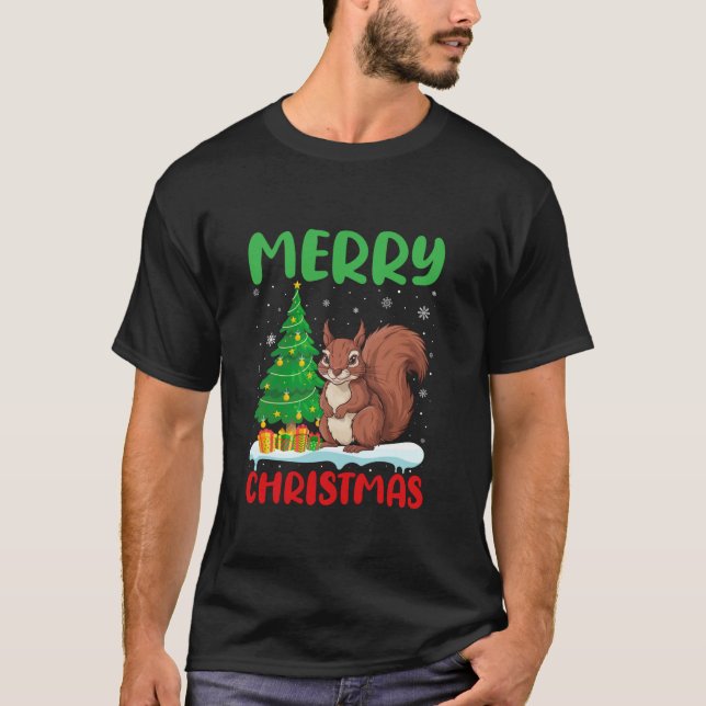 Squirrel Tree Xmas Sweater Men Women Ugly Christma (Front)