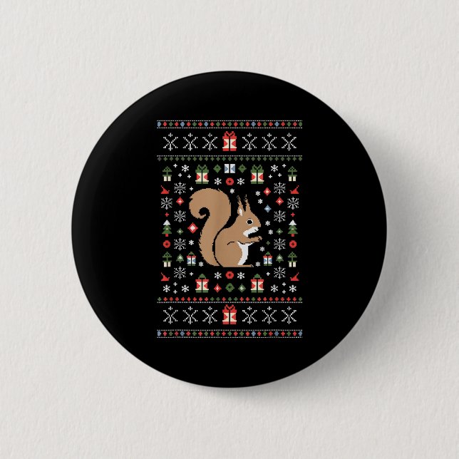 Squirrel Ugly Christmas  6 Cm Round Badge (Front)