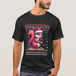 Squirrel Ugly Funny Christmas Squirrel Santa Hat S T-Shirt