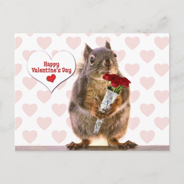 Squirrel Valentine Holiday Postcard (Front)
