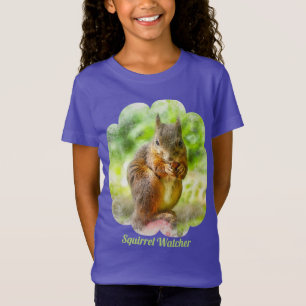 Squirrel Watcher Animal Painting Artwork Girls T-Shirt