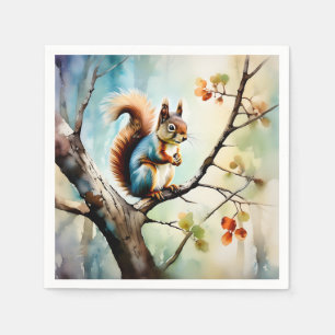 Squirrel Watercolor Nature Napkin