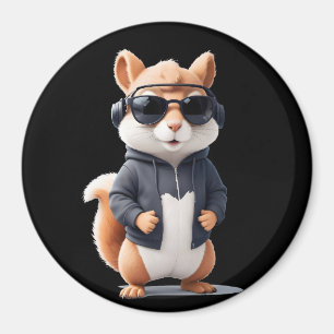Squirrel Wearing Hoodie Funny Cool Animal Vector Magnet