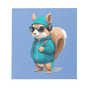 Squirrel Wearing Hoodie Funny Cool Animal Vector Notepad