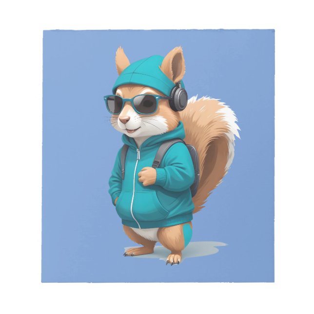 Squirrel Wearing Hoodie Funny Cool Animal Vector Notepad (Front)
