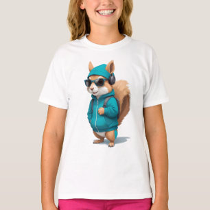 Squirrel Wearing Hoodie Funny Cool Animal Vector T-Shirt