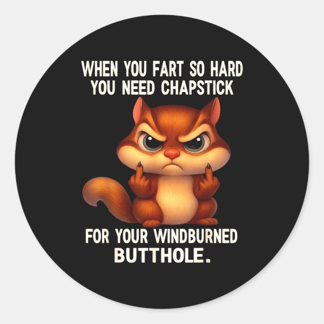 Squirrel When You Fart So Hard You Need Chapstick  Classic Round Sticker (Front)