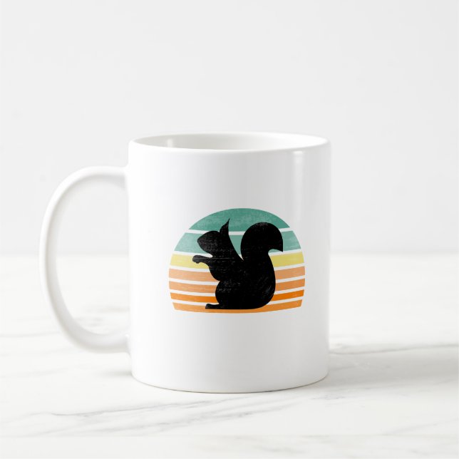 Squirrel Whisperer Retro Sunset Silhouette Vintage Coffee Mug (Left)