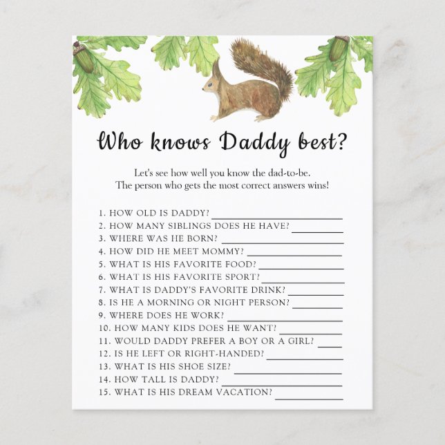 Squirrel - Who knows Daddy best game (Front)