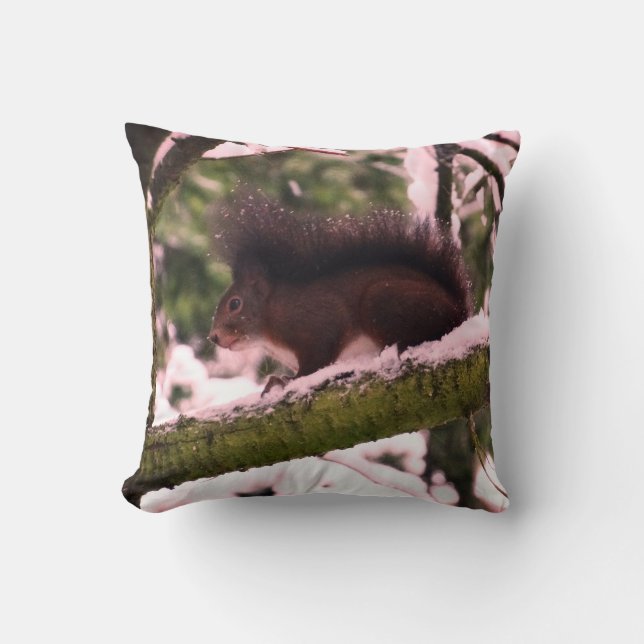 Squirrel Winter Photo Throw Cushion 41 x 41 cm (Front)