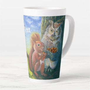 Squirrel & Wise Owl with Hazelnuts Personalised Latte Mug