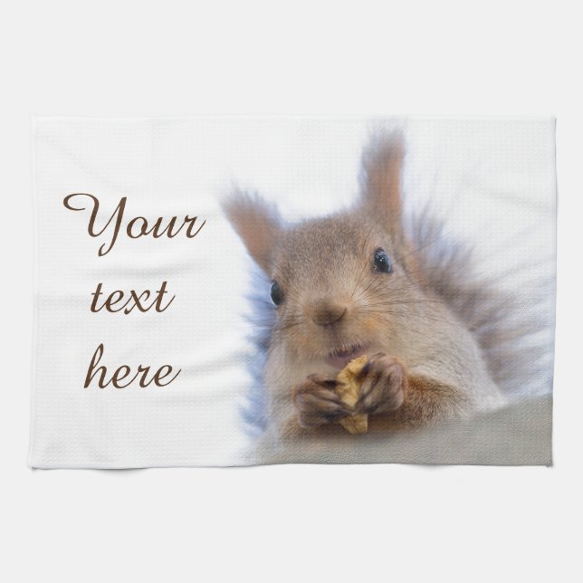 Squirrel with a walnut tea towel (Horizontal)