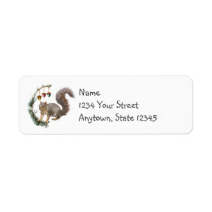 Squirrel with Acorn Swag Return Address Labels