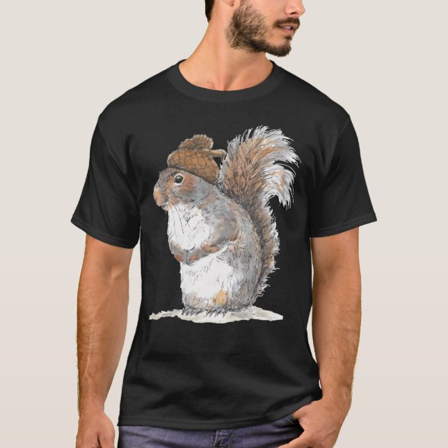 Squirrel With An Acorn Hat T-Shirt (Front)