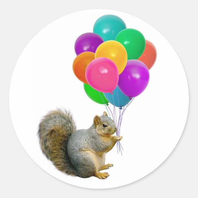 Squirrel with Balloons Stickers (Front)