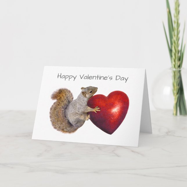 Squirrel with Big Red Heart Card (Front)