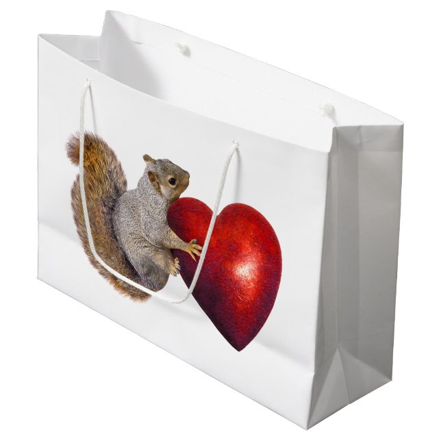 Squirrel with Big Red Heart Gift Bag (Front Angled)