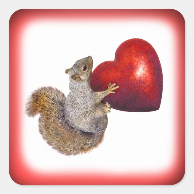Squirrel with Big Red Heart Sticker (Front)