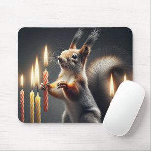 Squirrel With Birthday Candles Mouse Mat