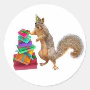 Squirrel with Birthday Presents Sticker