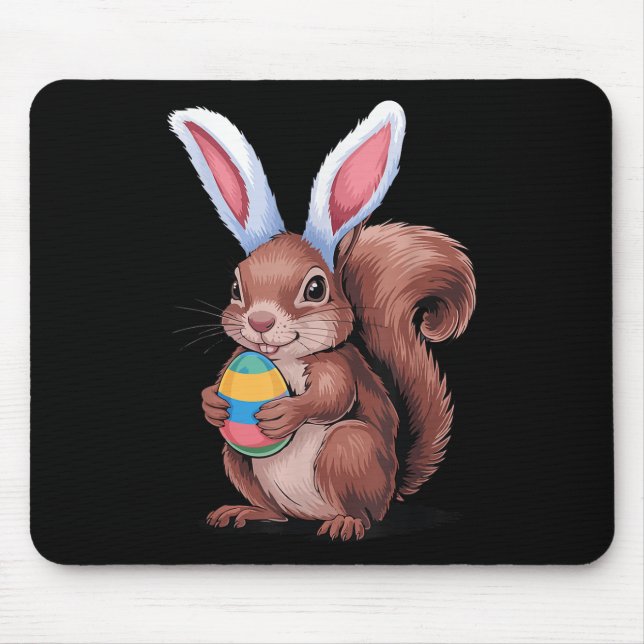 Squirrel With Bunny Ears Funny Easter Kids Boys Gi Mouse Mat (Front)