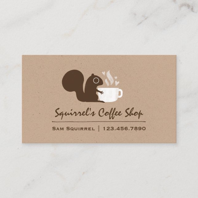 Squirrel with Coffee Business Card (Front)