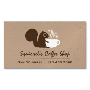 Squirrel with Coffee Magnetic Business Card