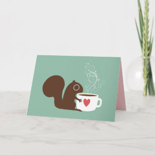 Squirrel with Coffee Valentine Holiday Card