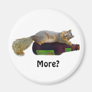 Squirrel with Empty Beer Bottle Magnet