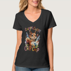 squirrel with flowers cute chipmunk squirrels chip T-Shirt