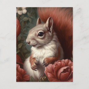 Squirrel With Flowers Postcard