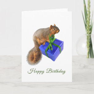 Squirrel with Gift Birthday Card